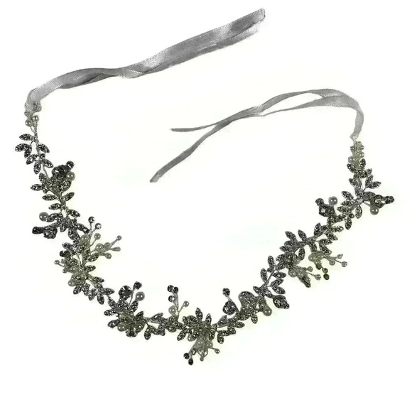 Handmade Accessories - BRIDAL Crystal Rhinestone Pearl Ribbon Tiara Headband Headpiece Veil Jewelry
